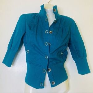 MILEY CYRUS Crop Jacket in Teal